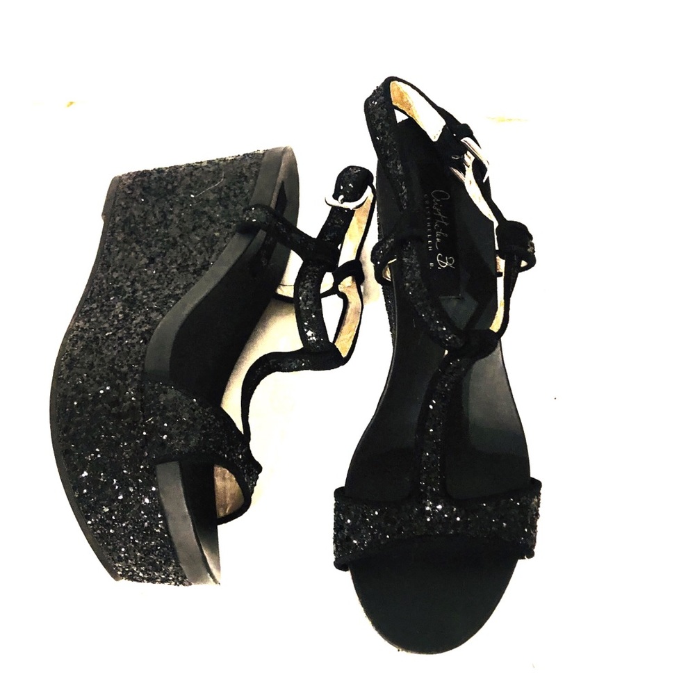 Cristhelen B Black Glitter Platforms